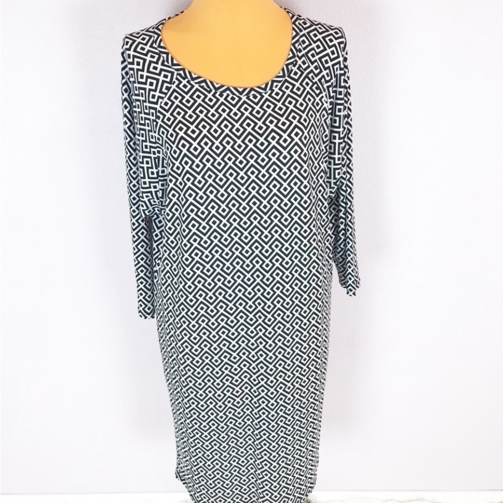Micheal Kors  size Small Black & White print long sleeve Dress fits sizes 8-12